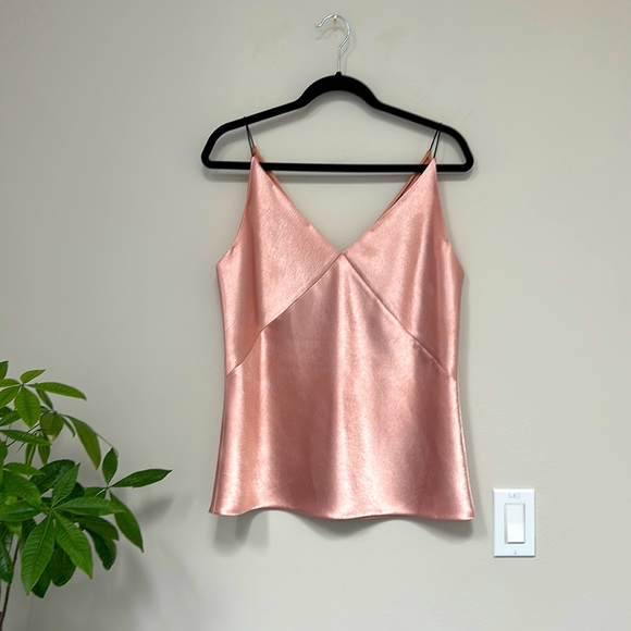 Vince Blush Pink Textured Satin Top L - Picture 1 of 10